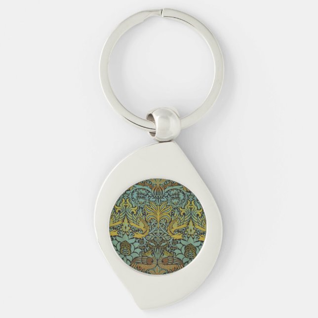 William Morris Peacock Dragon Wallpaper  Keychain (Front)