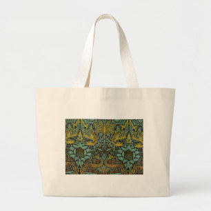 William Morris Peacock Dragon Wallpaper Large Tote Bag