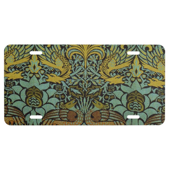 William Morris Peacock Dragon Wallpaper  License Plate (Front)