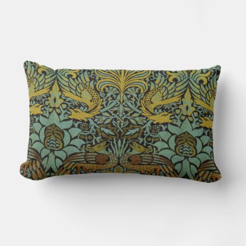 William Morris Peacock Dragon Wallpaper  Lumbar Pillow