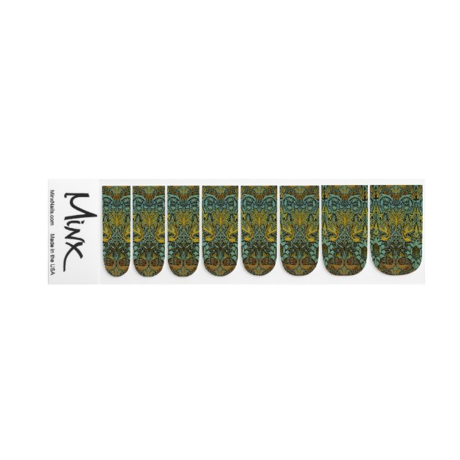 William Morris Peacock Dragon Wallpaper  Minx Nail Art (Right Hand)