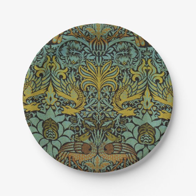 William Morris Peacock Dragon Wallpaper  Paper Plates (Front)