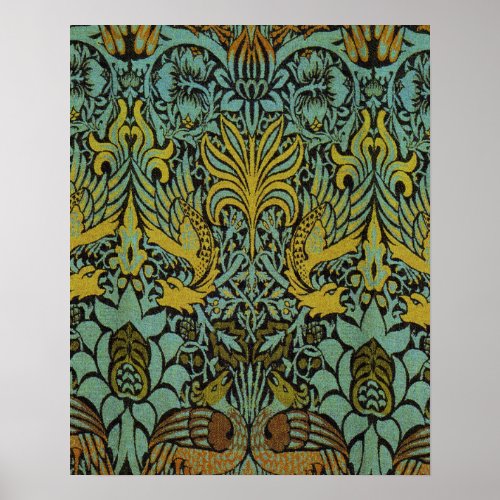 William Morris Peacock Dragon Wallpaper  Poster