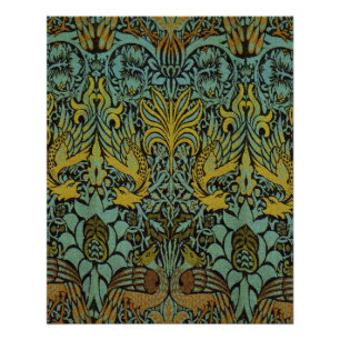 William Morris Peacock Dragon Wallpaper Poster
