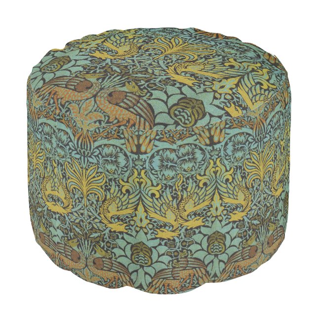 William Morris Peacock Dragon Wallpaper  Pouf (Angled Back)