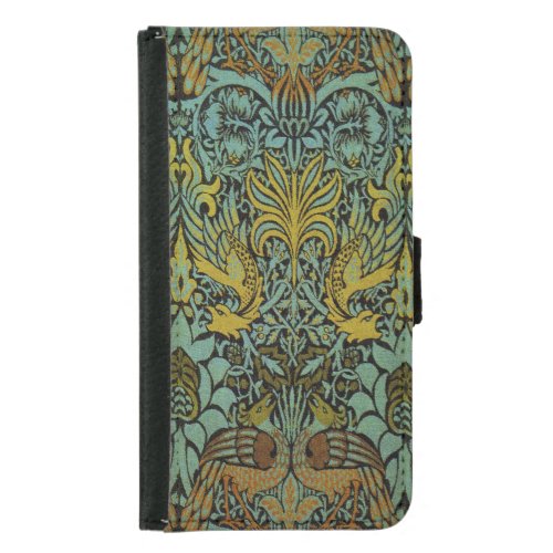 William Morris Peacock Dragon Wallpaper  Samsung Galaxy S5 Wallet Case