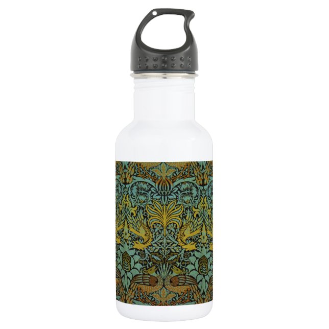 William Morris Peacock Dragon Wallpaper  Stainless Steel Water Bottle (Front)
