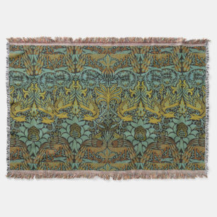 William Morris Peacock Dragon Wallpaper Throw Blanket