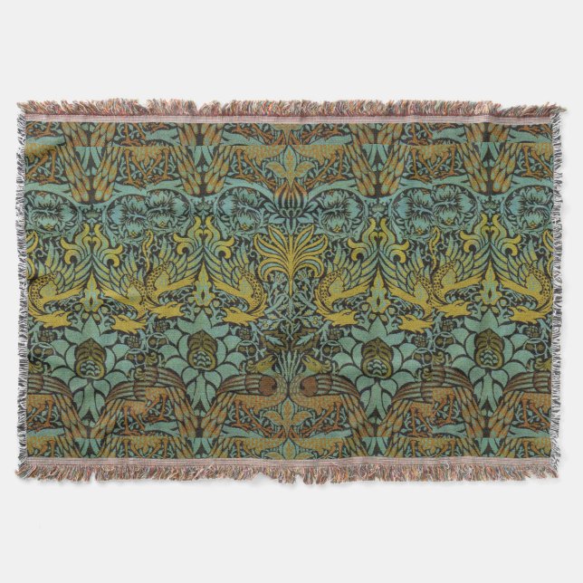 William Morris Peacock Dragon Wallpaper  Throw Blanket (Front)