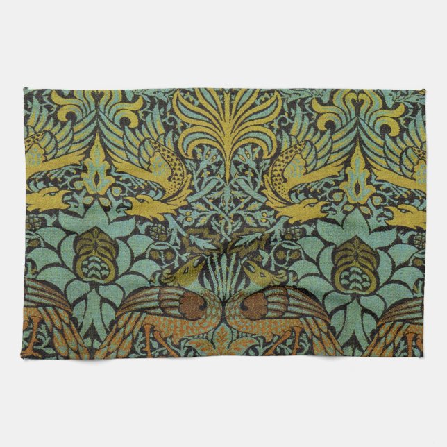 William Morris Peacock Dragon Wallpaper  Towel (Horizontal)