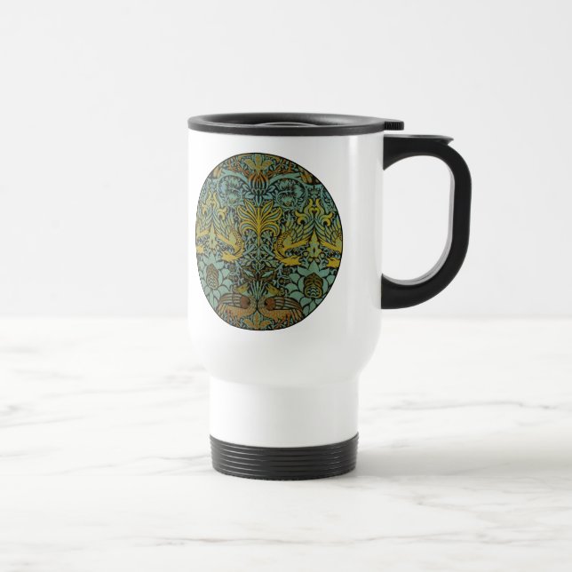 William Morris Peacock Dragon Wallpaper  Travel Mug (Right)