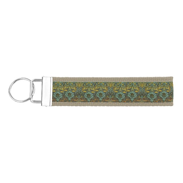 William Morris Peacock Dragon Wallpaper  Wrist Keychain (Keys on Left)