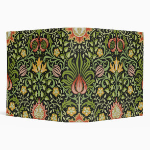 William Morris Persian Black Floral Tile Art 3 Ring Binder