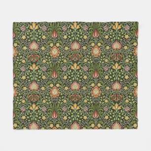 William Morris Persian Black Floral Tile Art Fleece Blanket