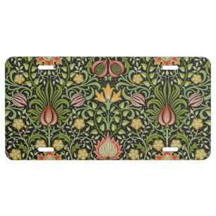 William Morris Persian Black Floral Tile Art License Plate