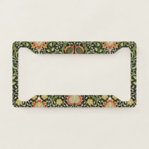 William Morris Persian Black Floral Tile Art License Plate Frame