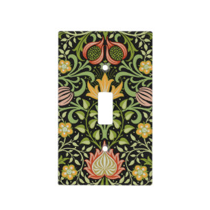 William Morris Persian Black Floral Tile Art Light Switch Cover