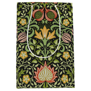 William Morris Persian Black Floral Tile Art Medium Gift Bag
