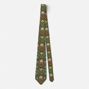 William Morris Persian Black Floral Tile Art Neck Tie