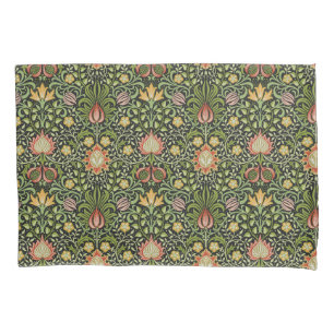 William Morris Persian Black Floral Tile Art Pillow Case