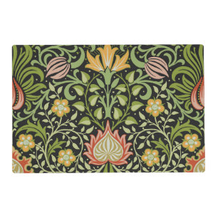 William Morris Persian Black Floral Tile Art Placemat