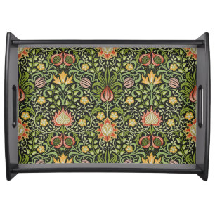 William Morris Persian Black Floral Tile Art Serving Tray