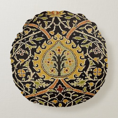 William Morris Persian Carpet Art Print Design Round Pillow
