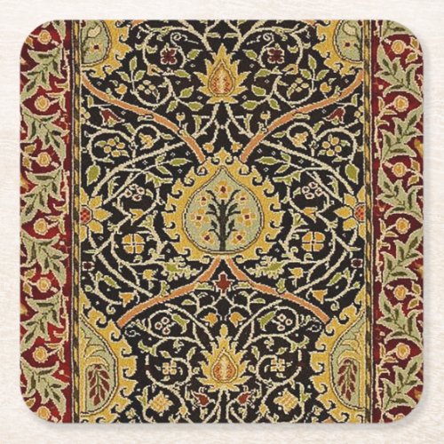 William Morris Persian Carpet Art Print Design Square Paper Coaster