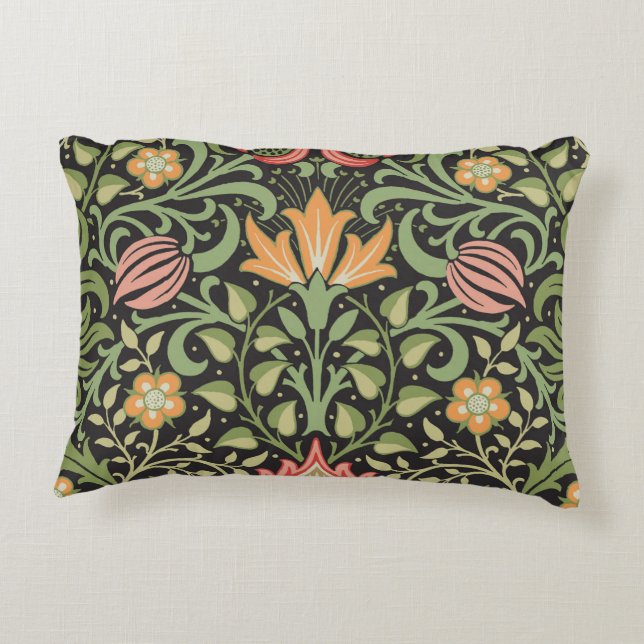 William Morris Persian Floral Antique Accent Pillow (Back)