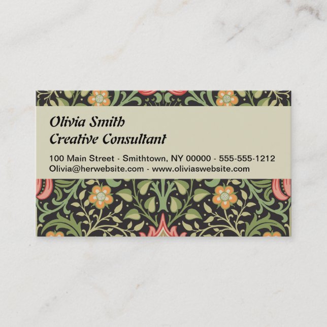 William Morris Persian Floral Antique Business Card (Front)