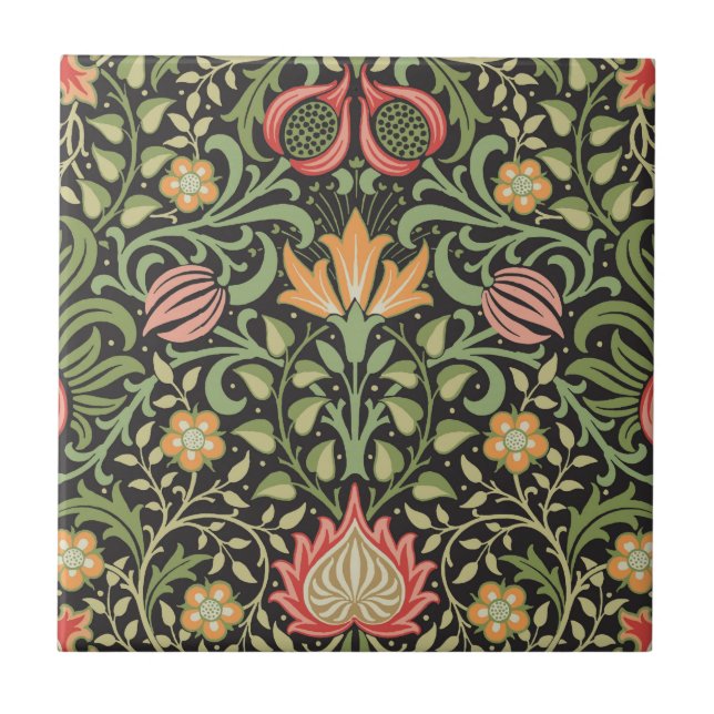 William Morris Persian Floral Antique Ceramic Tile (Front)