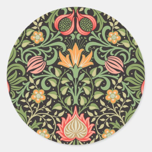William Morris Persian Floral Antique Classic Round Sticker