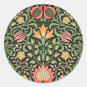 William Morris Persian Floral Antique Classic Round Sticker
