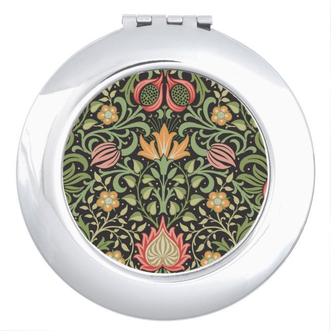 William Morris Persian Floral Antique Compact Mirror (Front)