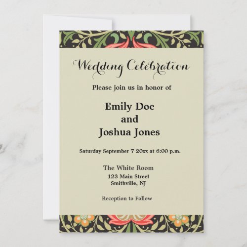 William Morris Persian Floral Antique Invitation