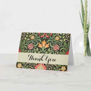 William Morris Persian Floral Antique Letterpress Thank You Card