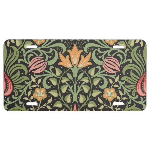 William Morris Persian Floral Antique License Plate