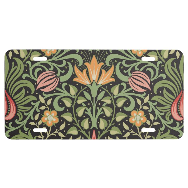 William Morris Persian Floral Antique License Plate (Front)