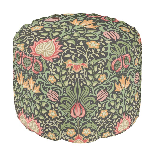 William Morris Persian Floral Antique Pouf (Angled Back)