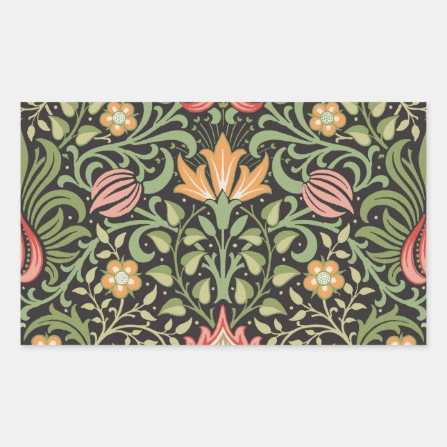 William Morris Persian Floral Antique Rectangular Sticker (Front)