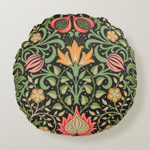 William Morris Persian Floral Antique Round Pillow