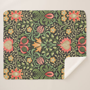 William Morris Persian Floral Antique Sherpa Blanket