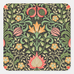 William Morris Persian Floral Antique Square Sticker
