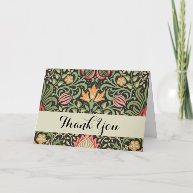 William Morris Persian Floral Antique Thank You Card (Front)