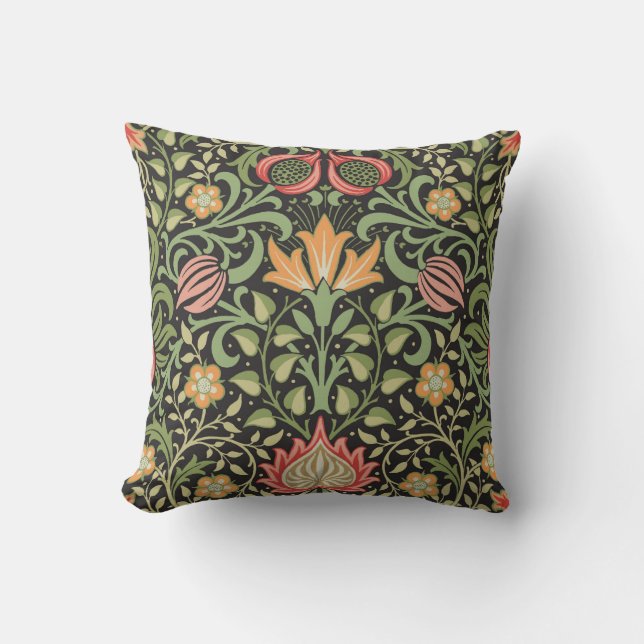 William Morris Persian Floral Antique Throw Pillow (Front)