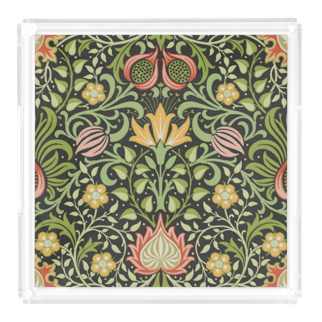 William Morris Persian Floral Botanical Design Acrylic Tray (Front)