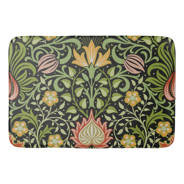 William Morris Persian Floral Botanical Design Bath Mat (Front)