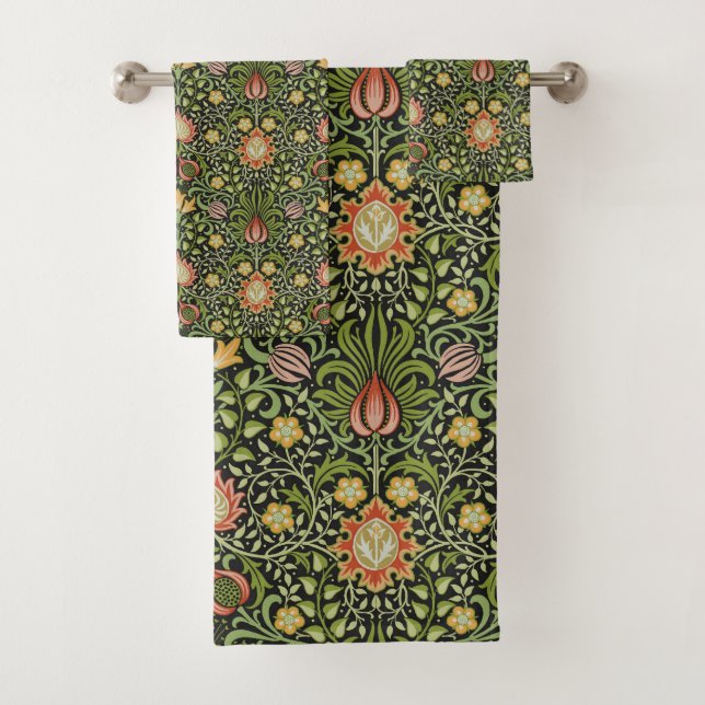 William Morris Persian Floral Botanical Design Bath Towel Set (Insitu)