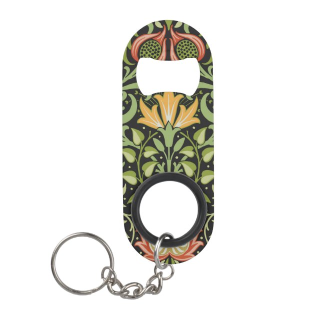 William Morris Persian Floral Botanical Design Keychain Bottle Opener (Front)