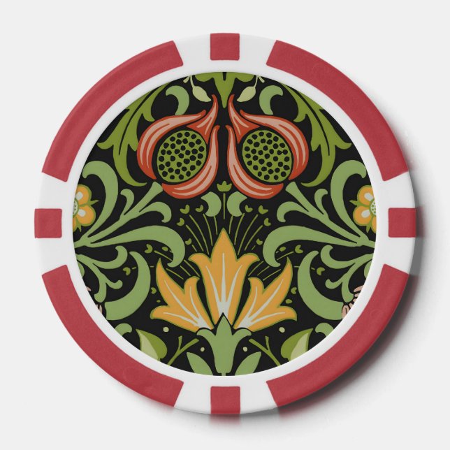 William Morris Persian Floral Botanical Design Poker Chips (Front)